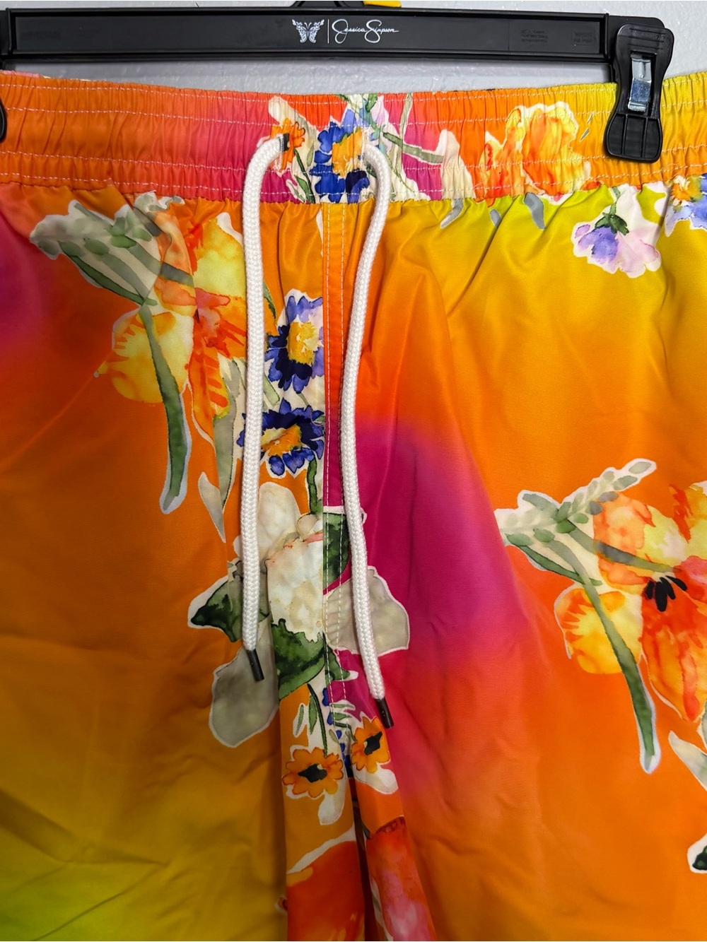 Polo Ralph Lauren Mens Orange Lined Floral Swim Trunks Sz L - Picture 2 of 9